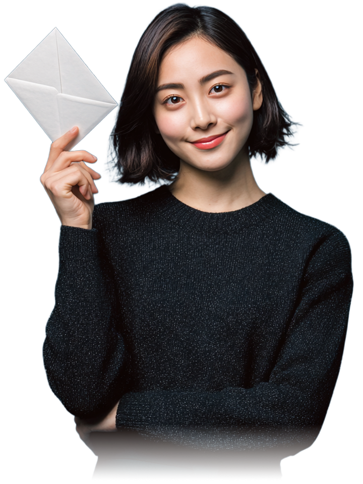 Customer holding an envelope.